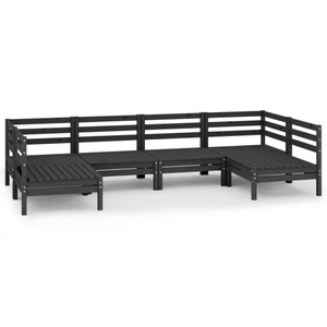 vidaXL, vidaXL 6-tlg. Garten-Lounge-Set Schwarz Massivholz Kiefer