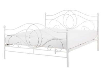 Beliani, Bett mit Lattenrost aus Metall Rustikal LYRA Bett mit Lattenrost aus Metall Rustikal LYRA, Beliani - Bett mit Lattenrost aus Stahl Retro LYRA, 140x200 cm, Weiss Bunt