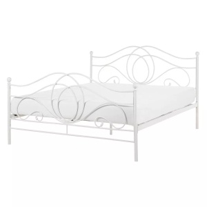 Beliani, Bett mit Lattenrost aus Metall Rustikal LYRA Bett mit Lattenrost aus Metall Rustikal LYRA, Beliani - Bett mit Lattenrost aus Stahl Retro LYRA, 140x200 cm, Weiss Bunt