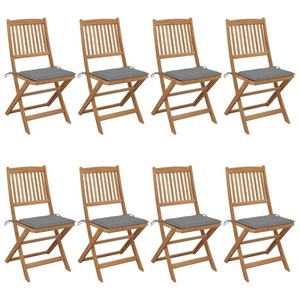 vidaXL, vidaXL Klappbare Gartenstühle 8 Stk. mit Kissen Massivholz Akazie