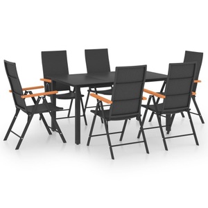 vidaXL, vidaXL 7-tlg. Garten-Essgruppe Schwarz und Braun