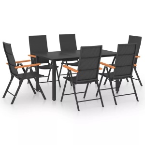 vidaXL, vidaXL 7-tlg. Garten-Essgruppe Schwarz und Braun