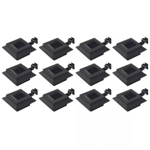 Diverse Hardware, Solar-Aussenleuchten 12 Stk. LED Quadratisch 12 cm Schwarz, vidaXL Solar-Außenleuchten 12 Stk. LED Rechteckig 12 cm Schwarz