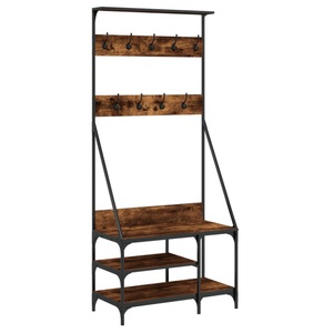 vidaXL, vidaXL Kleiderständer mit Schuhablage Räuchereiche 80x40x184 cm, vidaXL Kleiderständer mit Schuhablage Räuchereiche 80x40x184 cm