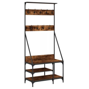 vidaXL, vidaXL Kleiderständer mit Schuhablage Räuchereiche 80x40x184 cm, vidaXL Kleiderständer mit Schuhablage Räuchereiche 80x40x184 cm