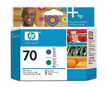 Hewlett-Packard, Hewlett-Packard HP Druckkopf Nr. 70 (C9408A) BK, G, HP 70 Original Druckkopf C9408A Blau, Grün Multipack 2 Stück