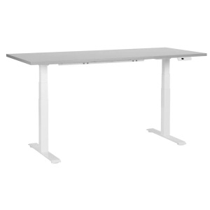 Beliani, Verstellbarer Schreibtisch aus Faserplatte Modern DESTIN III Verstellbarer Schreibtisch aus Faserplatte Modern DESTIN III, Beliani - Verstellbarer Schreibtisch aus Faserplatte Modern DESTINES, One Size, Rauch