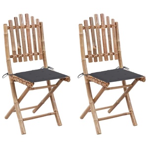 vidaXL, vidaXL Klappbare Gartenstühle 2 Stk. mit Kissen Bambus, vidaXL Klappbare Gartenstühle 2 Stk. mit Kissen Bambus