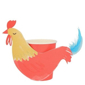 Meri Meri, Pappbecher ROOSTER PARTY (260ml) 8er-Set, Pappbecher ROOSTER PARTY (260ml) 8er-Set