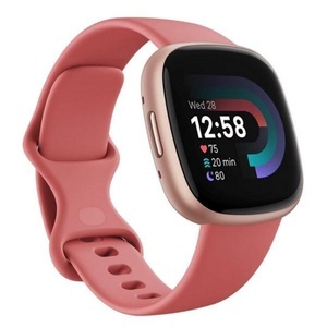 Fitbit, FITBIT Versa 4 - Fitness-Smartwatch (Grösse S: Passend für Handgelenke mit einem Umfang von 129 bis 175 mm, Grösse L: Passend für Handgelenke mit einem Umfang von 158 bis 209 mm, -, Sandrosa/Aluminium in Kupferrosé), fitbit Versa 4 - Pink Sand/Copper Rose Smartwatch ? Pink