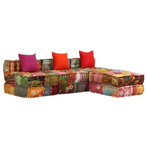 Diverse Hardware, 3-Sitzer Modulares Schlafsofa Stoff Patchwork