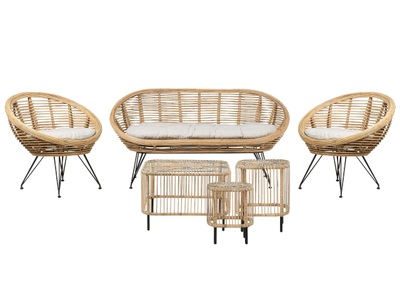 Beliani, Lounge Set mit Tisch aus Rattan Boho MARATEACESENATICO Lounge Set mit Tisch aus Rattan Boho MARATEACESENATICO