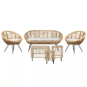 Beliani, Lounge Set mit Tisch aus Rattan Boho MARATEACESENATICO Lounge Set mit Tisch aus Rattan Boho MARATEACESENATICO