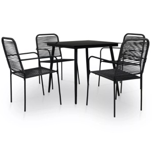 Diverse Hardware, 5-tlg. Garten-Essgruppe Baumwollseil und Stahl Schwarz