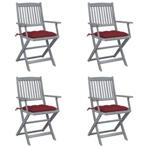 vidaXL, vidaXL Klappbare Gartenstühle 4 Stk. mit Kissen Massivholz Akazie