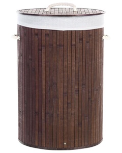 Beliani, Beliani Korb mit Deckel Bambusholz dunkelbraun rund SANNAR, Beliani - Aufbewahrungskorb aus Bambusholz Boho SANNAR, One Size, Braun Bunt