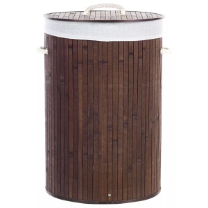 Beliani, Beliani Korb mit Deckel Bambusholz dunkelbraun rund SANNAR, Beliani - Aufbewahrungskorb aus Bambusholz Boho SANNAR, One Size, Braun Bunt