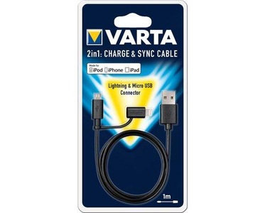 Varta, Varta USB-Micro-USB-Apple Lightning 57943101401 Ladekabel, 