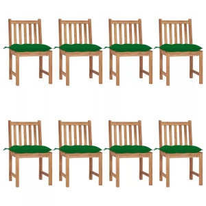 vidaXL, vidaXL Gartenstühle 8 Stk. mit Kissen Massivholz Teak, vidaXL Gartenstühle 8 Stk. mit Kissen Massivholz Teak