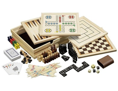 Philos, Philos Schach Backgammon Dame-Set, Feld 18 mm, magnetisch, Philos 3099 - Spielesammlung 10, klein, Spieleklassiker mit Zubehör, Holz