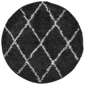 vidaXL, vidaXL Teppich Shaggy Hochflor Modern Schwarz und Creme Ø 240 cm