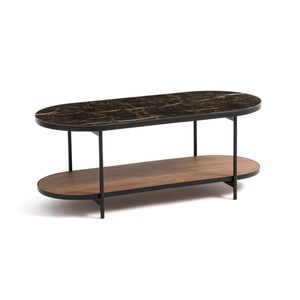 LA REDOUTE INTERIEURS, Couchtisch Gil mit Glasplatte in Marmor-Optik Couchtisch Gil mit Glasplatte in Marmor-Optik