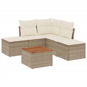 vidaXL, vidaXL 6-tlg. Garten-Sofagarnitur mit Kissen Beige Poly Rattan, vidaXL 6-tlg. Garten-Sofagarnitur mit Kissen Beige Poly Rattan