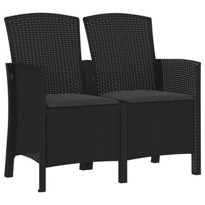 vidaXL, vidaXL 2-Sitzer Gartenbank mit Kissen PP Rattan Graphit