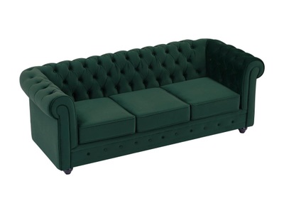 Vente-unique, Sofa 3-sitzer - Samt - Grün - Chesterfield Unisex Grün ONE SIZE