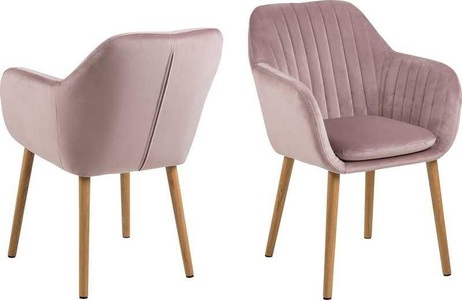 CONFORAMA, Stuhl EMILIA Samt Rosa, Armlehnstuhl Milano Eiche dusty rose
