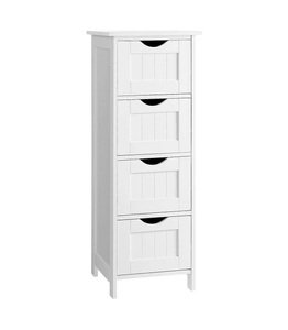 Vasagle, Vasagle - SONGMICS Schubladenkommode Badschrank Beistellschrank Kleiner Kommode Schrank aus Holz mit 4 Schubladen 30 x 82 x 30 cm (B x H x T) weiß LHC40W, VASAGLE Regal