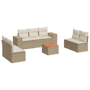 vidaXL, vidaXL 8-tlg. Garten-Sofagarnitur mit Kissen Beige Poly Rattan, vidaXL 8-tlg. Garten-Sofagarnitur mit Kissen Beige Poly Rattan