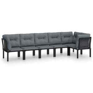 vidaXL, vidaXL 6-tlg. Garten-Lounge-Set Schwarz und Grau Poly Rattan