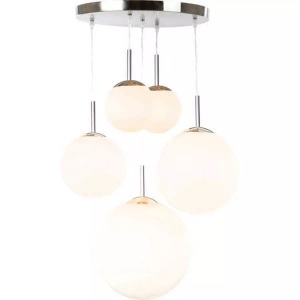 Globo, GLOBO BALLA Hängeleuchte nickel matt, Glas opal satiniert, 5 Kugeln, verschiedene Größ, Hängeleuchte Balla