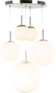 Globo, GLOBO BALLA Hängeleuchte nickel matt, Glas opal satiniert, 5 Kugeln, verschiedene Größ, Hängeleuchte Balla