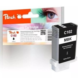 Peach, Peach XL-Tintenpatrone matte schwarz kompatibel zu Canon PFI-102MBK, Peach C102 MBK XL-Druckerpatrone matte bk ersetzt Canon PFI-102MBK, 0894B001, 29952626 für z.B. Canon Imageprograf IPF 500, Canon Imageprograf IPF 510