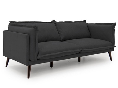 Vente-unique, Sofa 3-Sitzer - Stoff - Schwarz - OCTAVIE Sofa 3-Sitzer - Stoff - Schwarz - OCTAVIE, 
