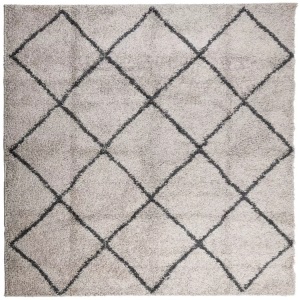 vidaXL, vidaXL Shaggy-Teppich Hochflor Modern Beige Anthrazit 120x120 cm