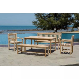 mutoni trend, Garten Sitzgruppe (5-tlg) Teakholz 150x90 natur, Garten Sitzgruppe Teakholz 150x90 natur (5-tlg)