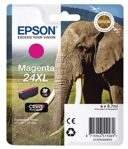 Epson, Epson 24Xl magenta Tintenpatrone, Epson Tintenpatrone, rot, T243340, (500 Seiten)