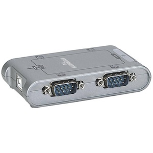 Manhattan, Manhattan USB 2.0 Adapter [4x D-SUB-Stecker 9pol. - 1x USB 2.0 Buchse B] 151047, Manhattan USB-A to 4x Serial Port Converter, Male to Male, Serial/RS232, MosChip MCS7840, Automatic IRQ and I/O address