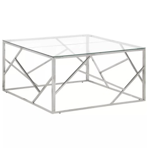 vidaXL, vidaXL Couchtisch Silbern Edelstahl und Hartglas