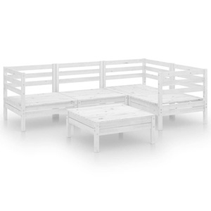 vidaXL, vidaXL 5-tlg. Garten-Lounge-Set Massivholz Kiefer Weiß, vidaXL 5-tlg. Garten-Lounge-Set Massivholz Kiefer Weiß