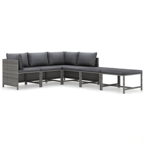 vidaXL, vidaXL 6-tlg. Garten-Lounge-Set mit Kissen Poly Rattan Grau