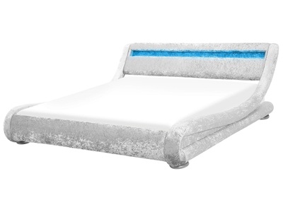 Beliani, Beliani Bett Samtstoff Silber 180 x 200 cm mit LED-Beleuchtung AVIGNON, 