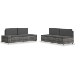Diverse Hardware, 4-tlg. Garten-Lounge-Set Poly Rattan Grau