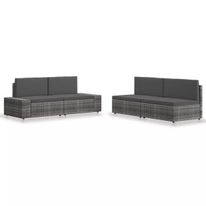 Diverse Hardware, 4-tlg. Garten-Lounge-Set Poly Rattan Grau