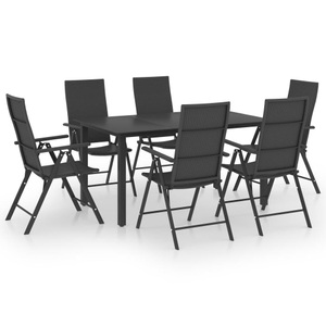 vidaXL, vidaXL 7-tlg. Garten-Essgruppe Schwarz