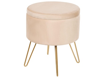 Beliani, Pouf aus Samtstoff Modern SILAS Pouf aus Samtstoff Modern SILAS, Beliani - Pouf mit Stauraum aus Samtstoff Modern SILAS, One Size, Pearl
