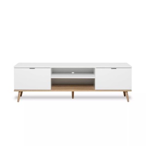 CONFORAMA, TV-Möbel GOTEBORG Weiss, Eiche, MID.YOU Tv-element 160/50/40 cm , Göteborg 55 , Weiss, Sonoma Eiche , Metall , Eiche , massiv , 160x50x40 cm , matt, Dekorfolie,Nachbildung,Echtholz , Kabeldurchlass , 002478011804